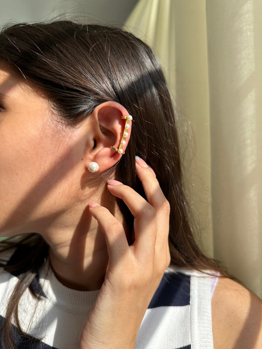 Handcrafted ear cuffs and ear crawlers by Eterno India styled on the ear.