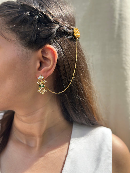 Handcrafted Polki statement earrings by Eterno India.