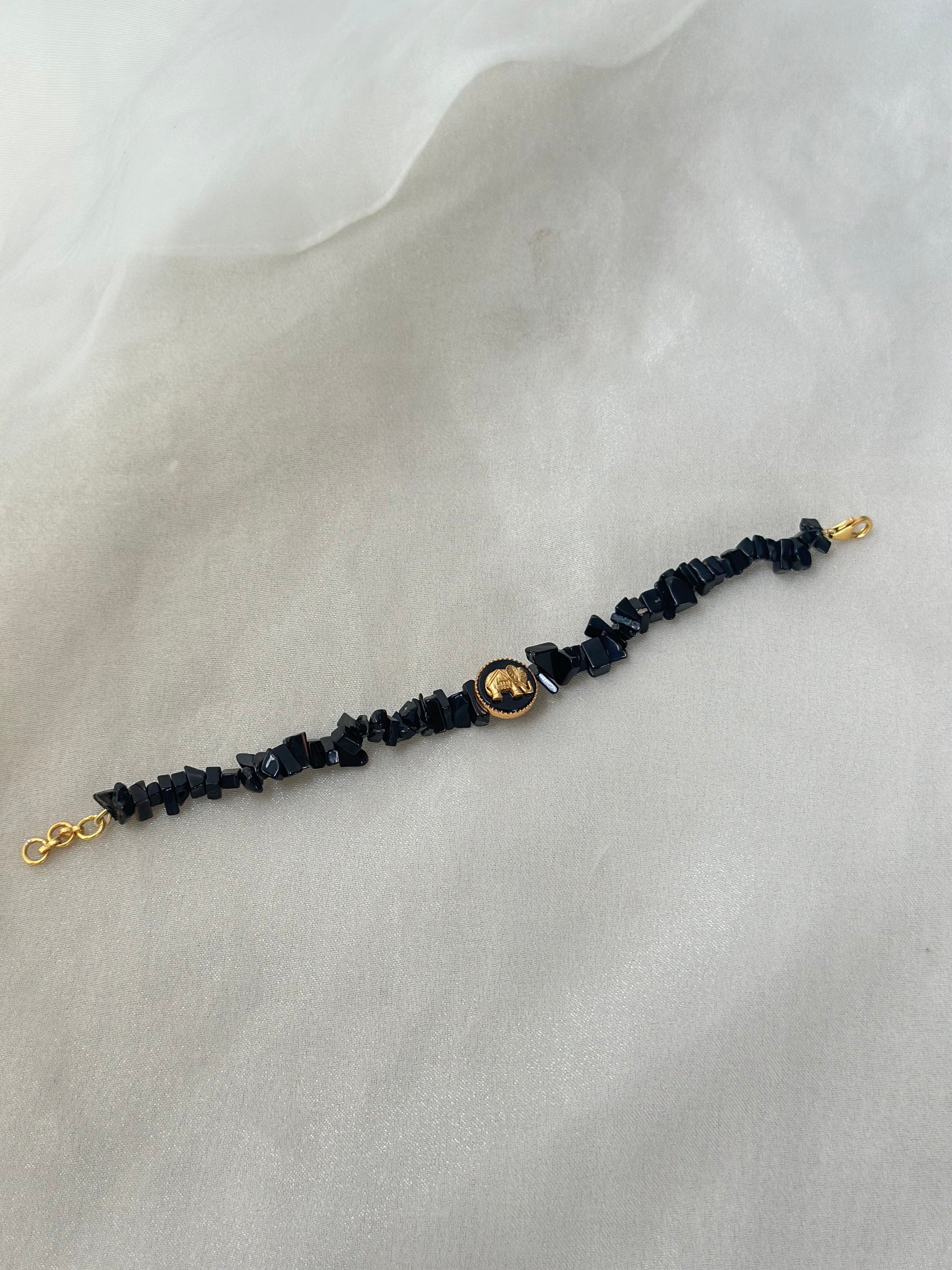 Black Onyx Haathi Bracelet Rakhi(Limited Edition)