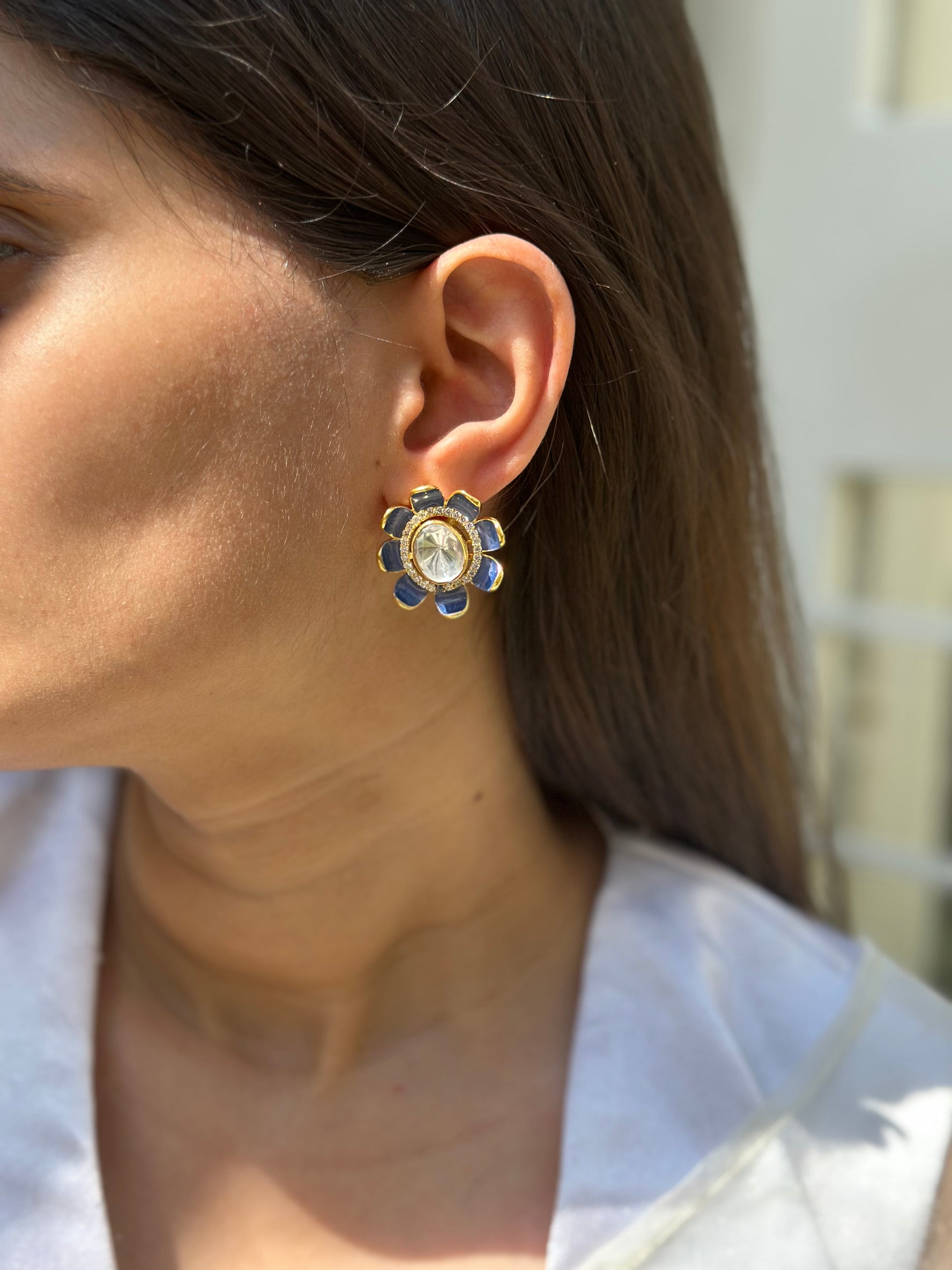 Neelam Flower Earrings