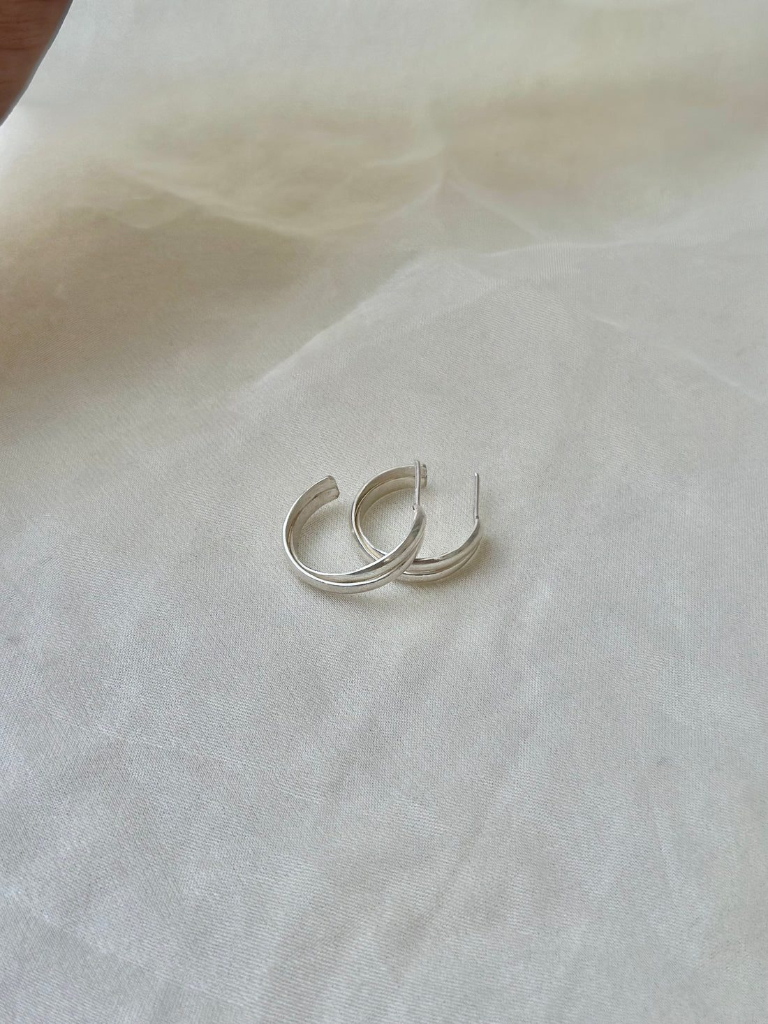 Cross Silver Hoops