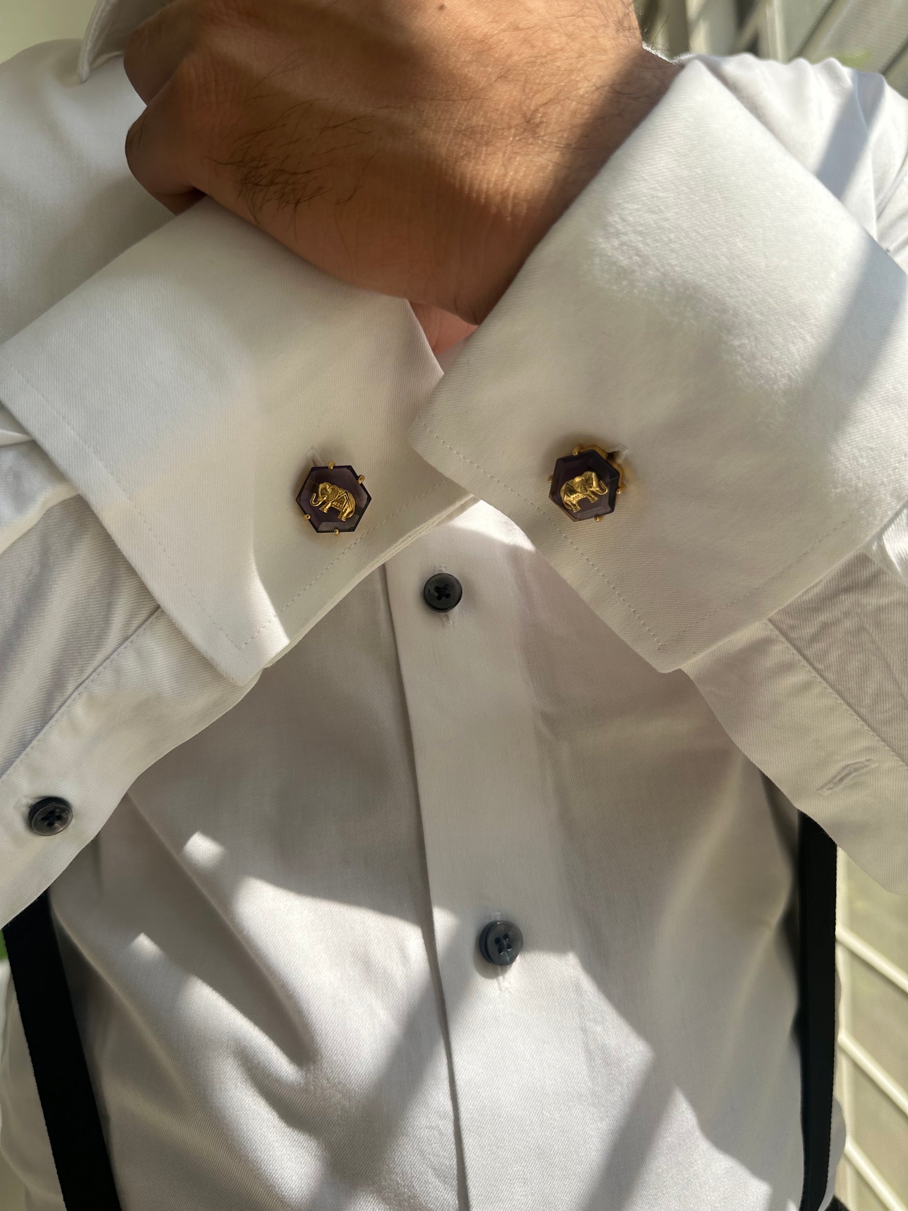 Haathi Amethyst Cufflinks (Pair)
