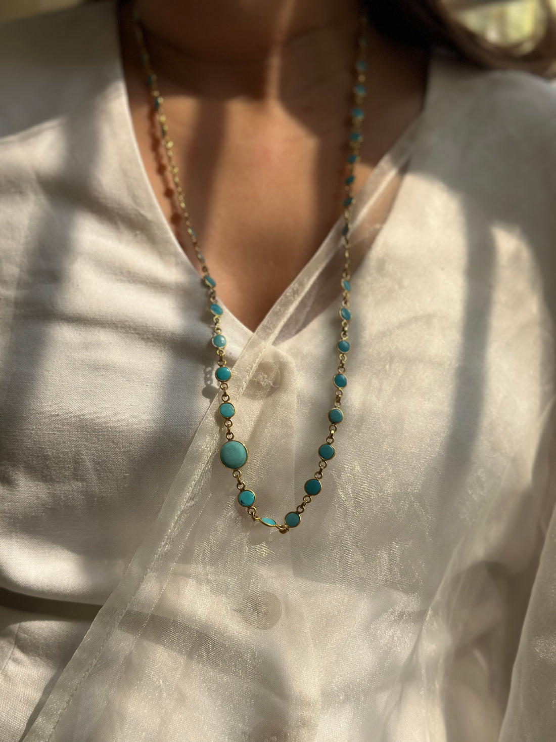 Firoza Long Chain (Natural Turquoise)