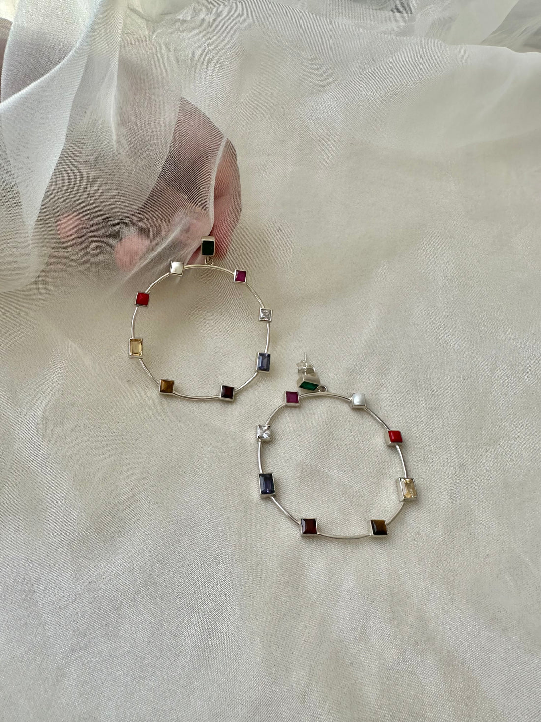 Navratna Hoop Earrings