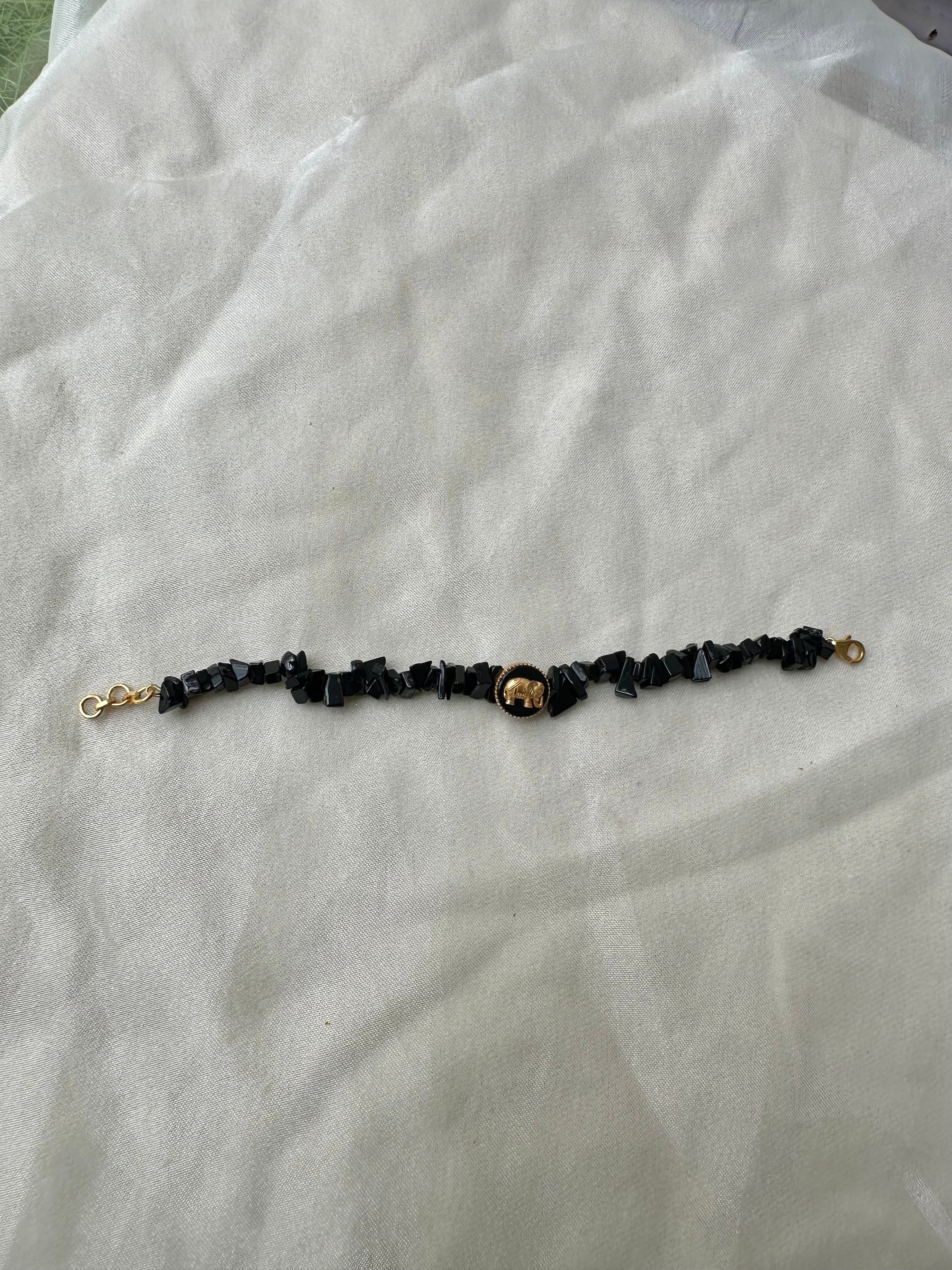 Black Onyx Haathi Bracelet Rakhi(Limited Edition)