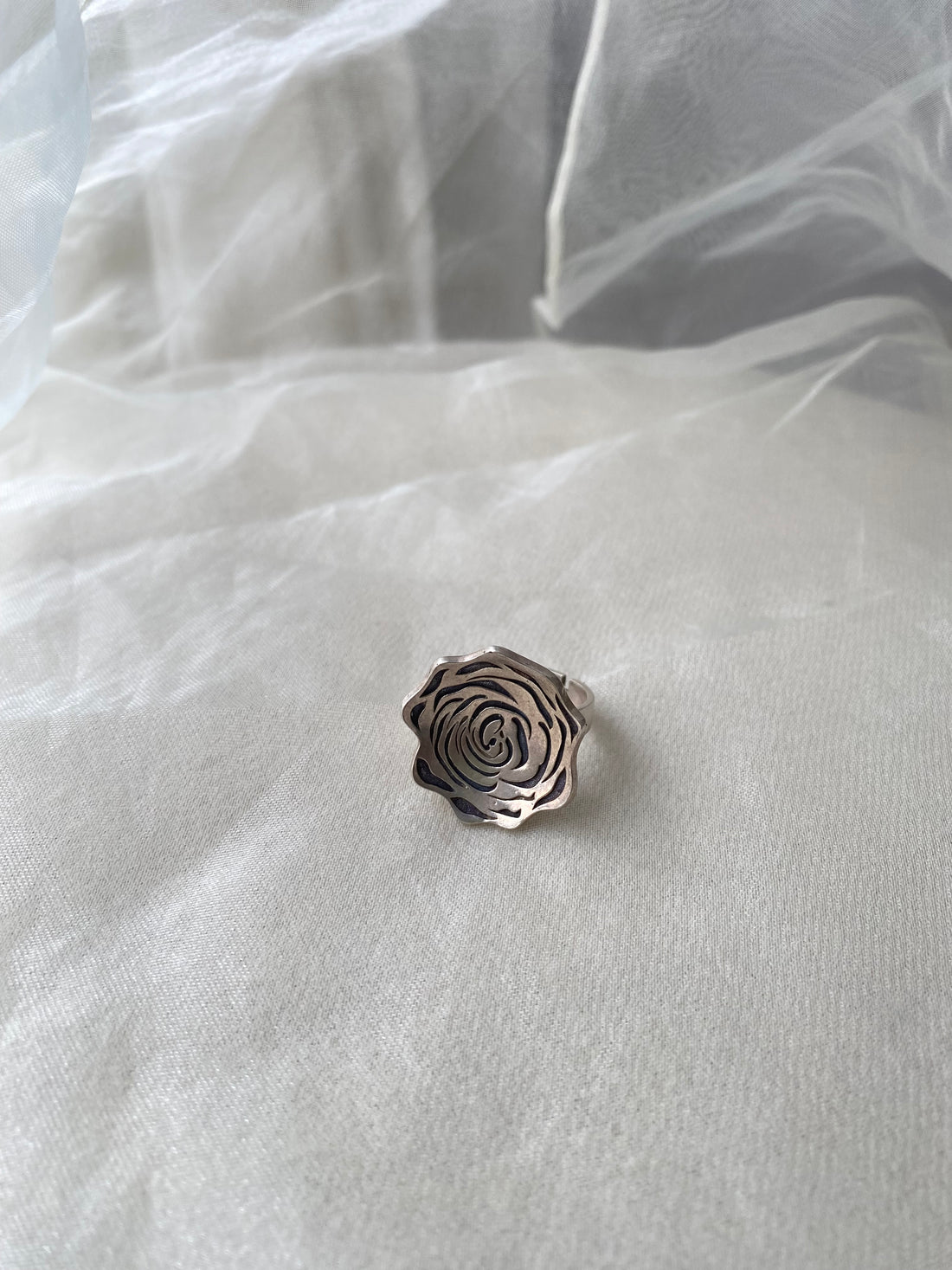Silver Rose Ring (Adjustable Band)