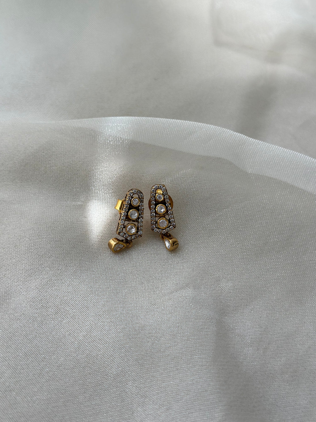 Moissanite Polki and Swarovski CZ 92.5 fine silver gold plated statement jewellery