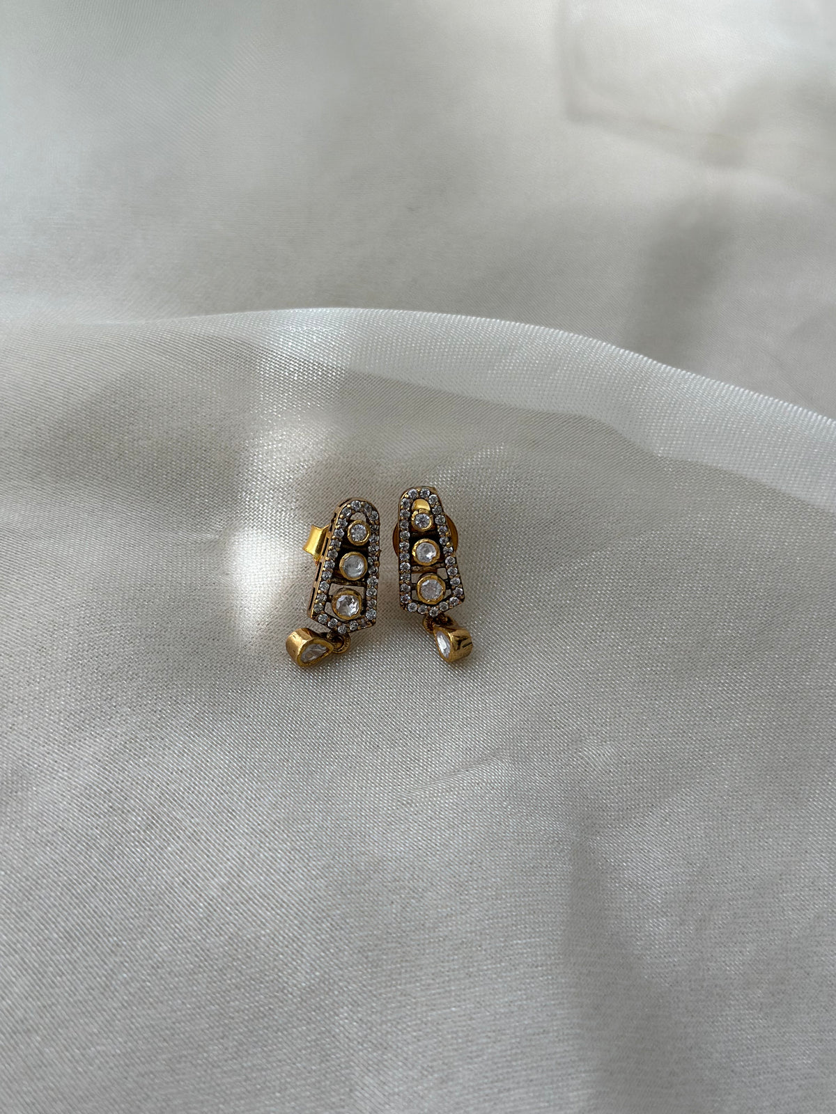 Moissanite Polki and Swarovski CZ 92.5 fine silver gold plated statement jewellery
