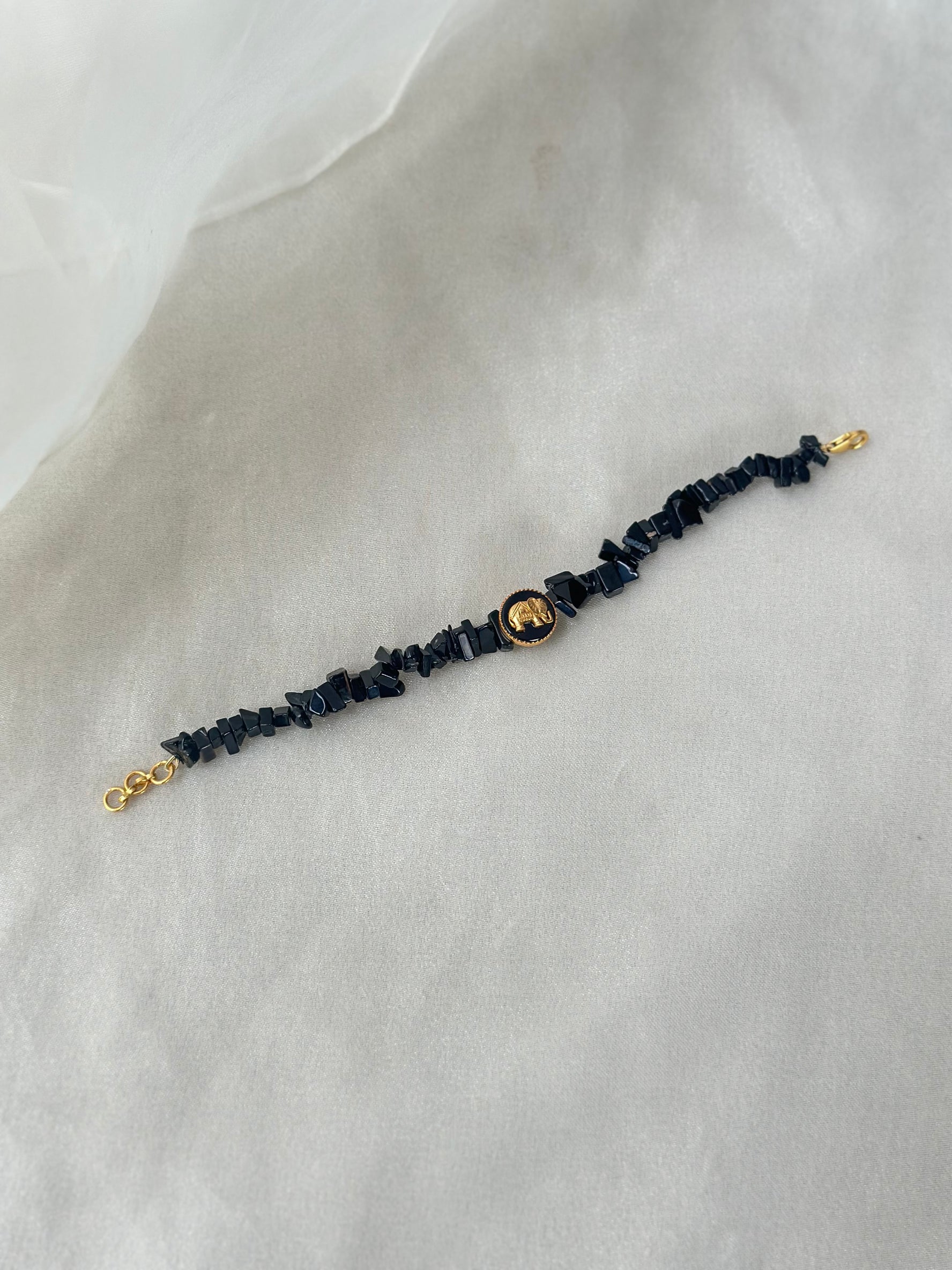 Black Onyx Haathi Bracelet Rakhi(Limited Edition)
