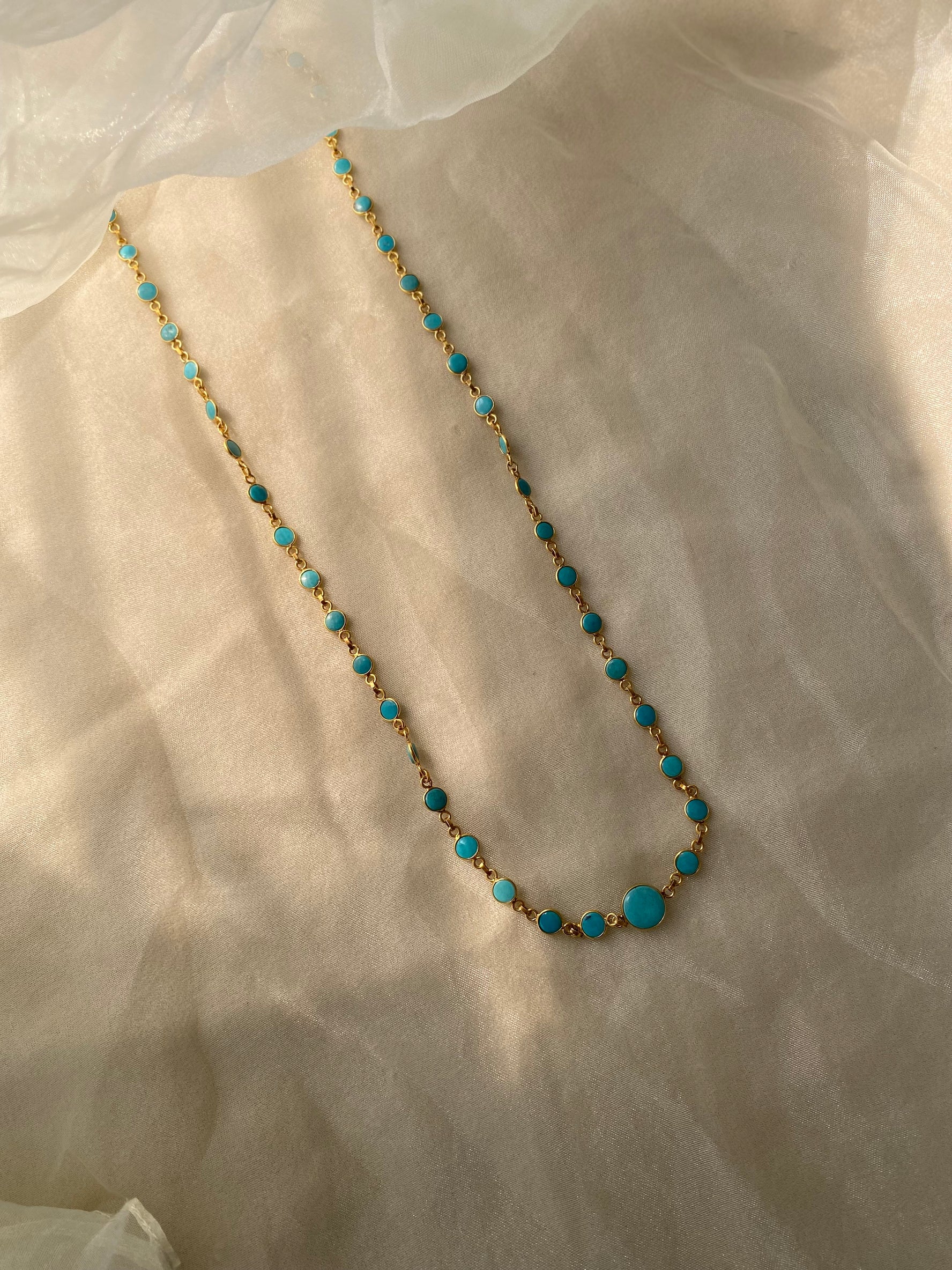 Firoza Long Chain (Natural Turquoise)