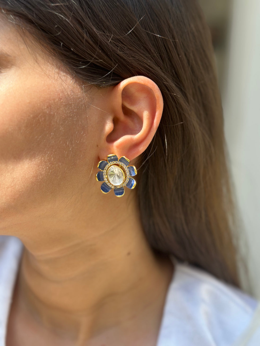 Neelam Flower Earrings