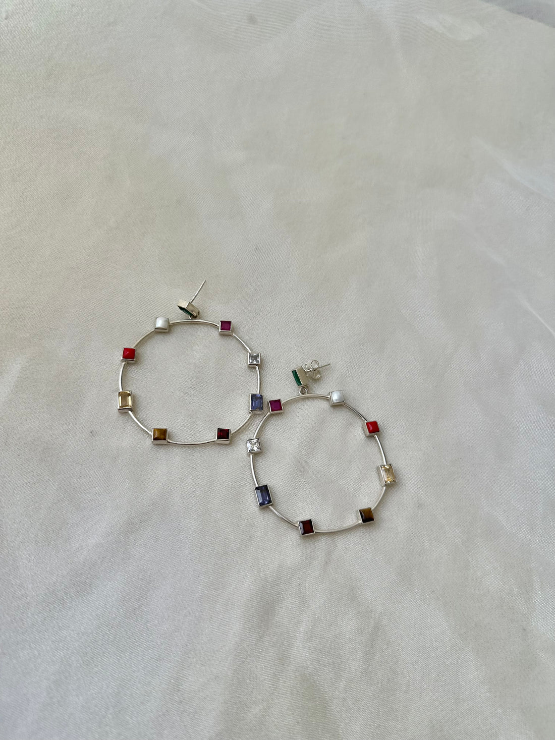 Navratna Hoop Earrings