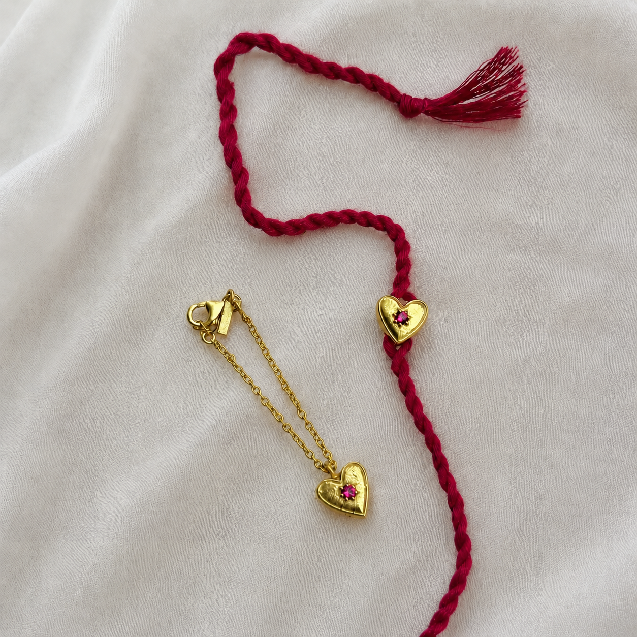 Couple silver Heart Rakhi and Lumba set in 92.5 sterling silver – Eterno India
