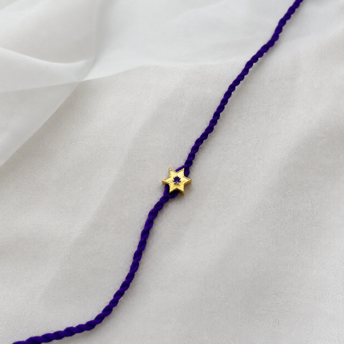 Star Amethyst Rakhi in 92.5 fine silver with amethyst gemstone – Eterno India