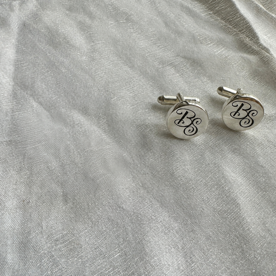 Engraved monogram sterling silver cufflinks pair – Eterno India"