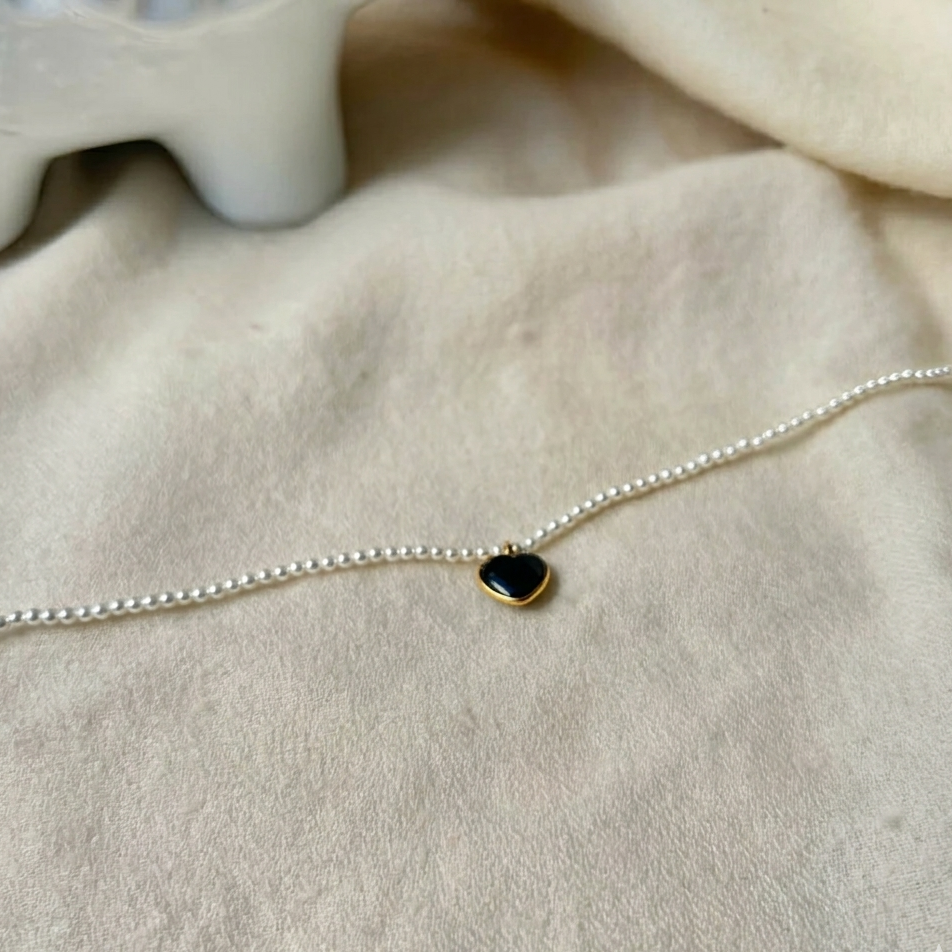 Black Onyx Heart Anklet