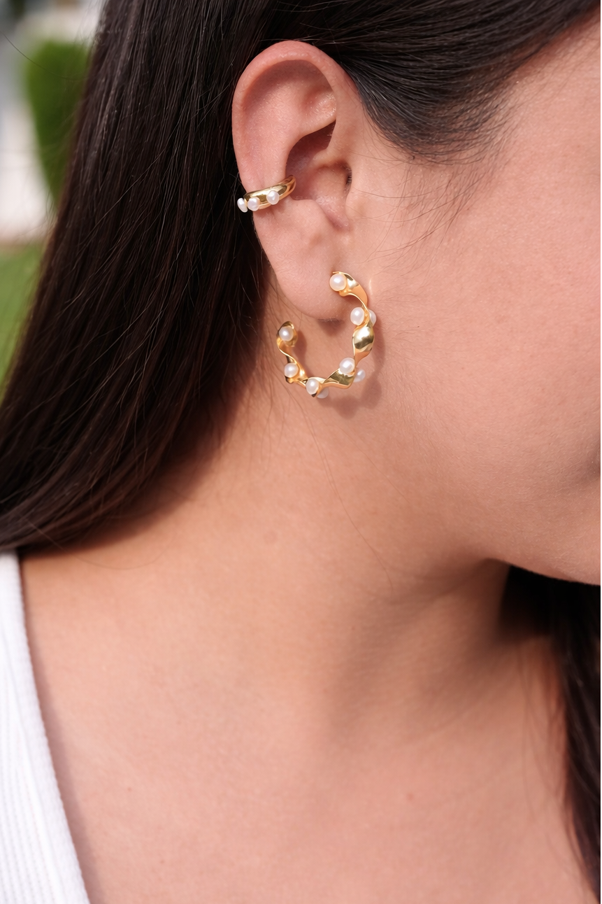 Chunky Pearl Hoops