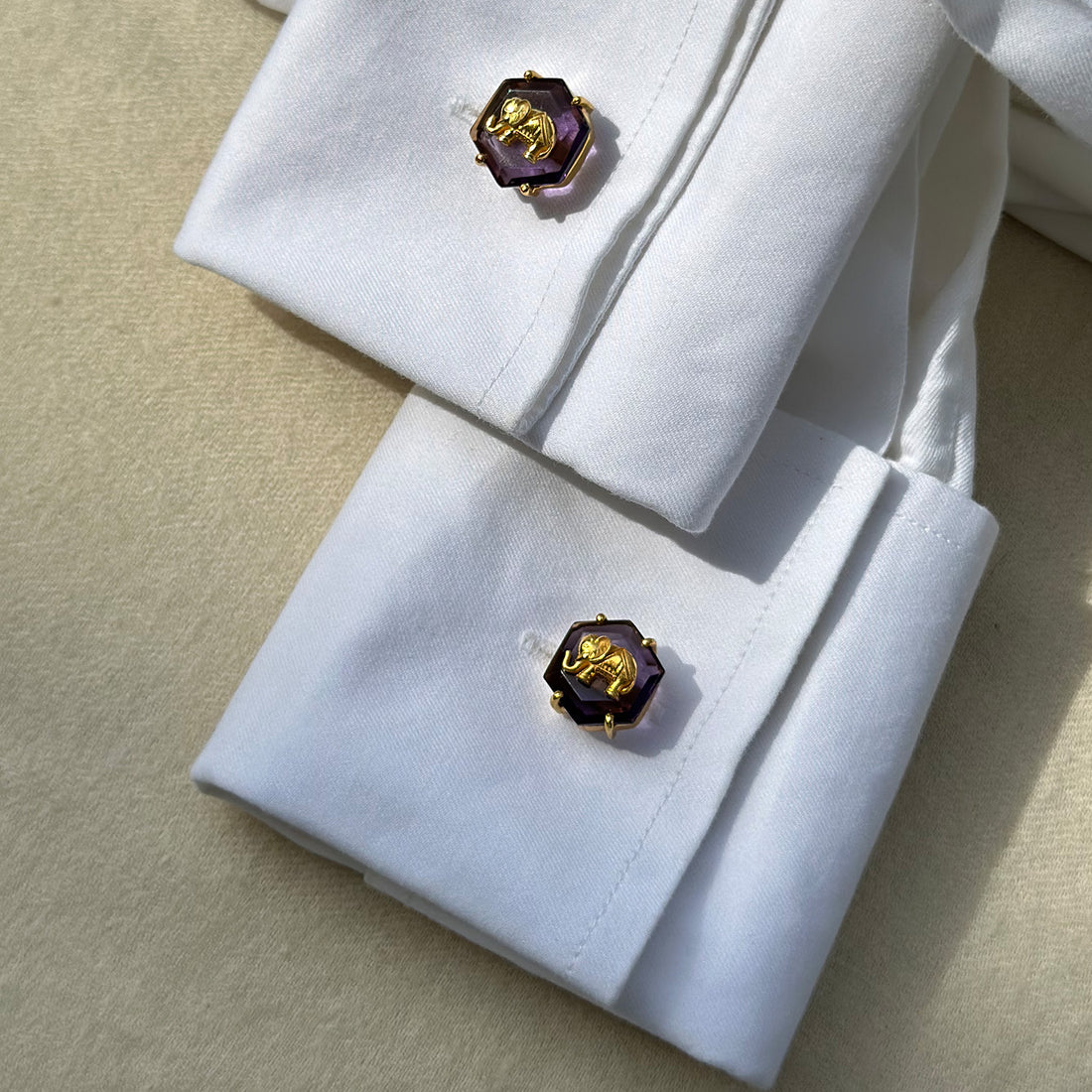 Haathi Amethyst Cufflinks (Pair)