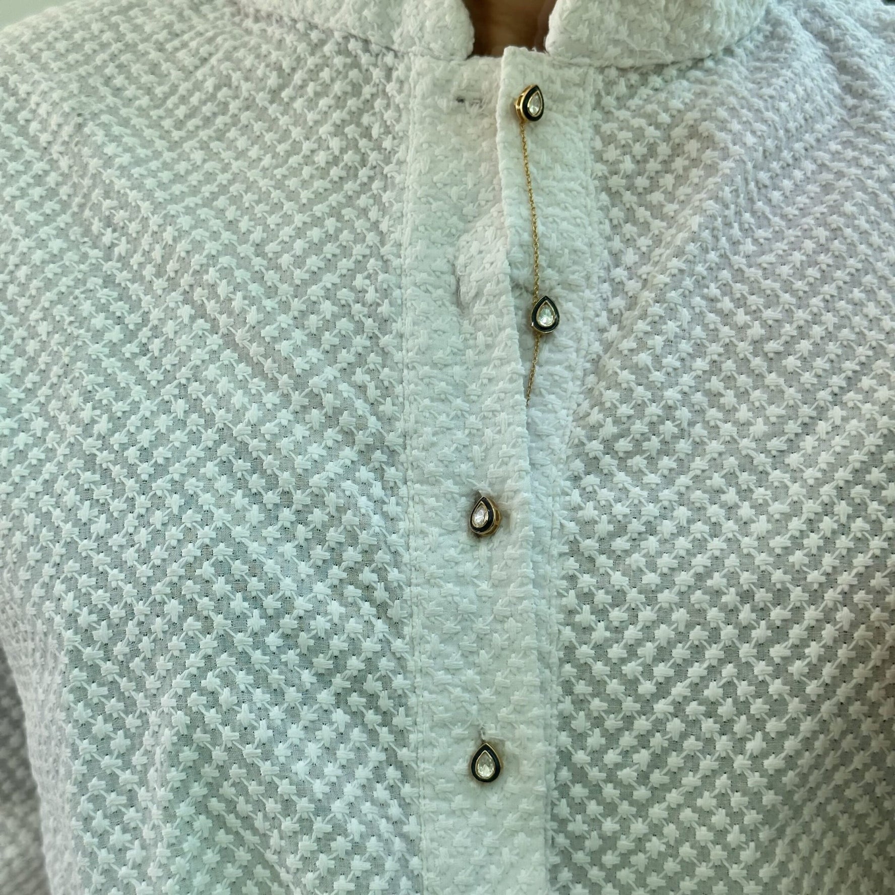 Mughal Polki sterling silver kurta buttons set – Eterno India