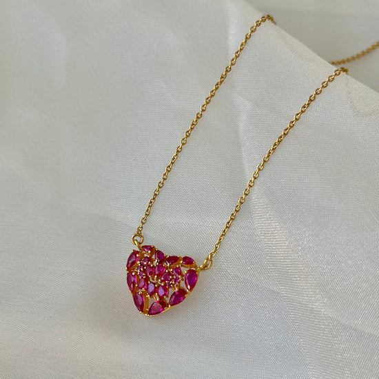 Love Necklace – Pink Tourmaline Heart in 18kt Gold Silver