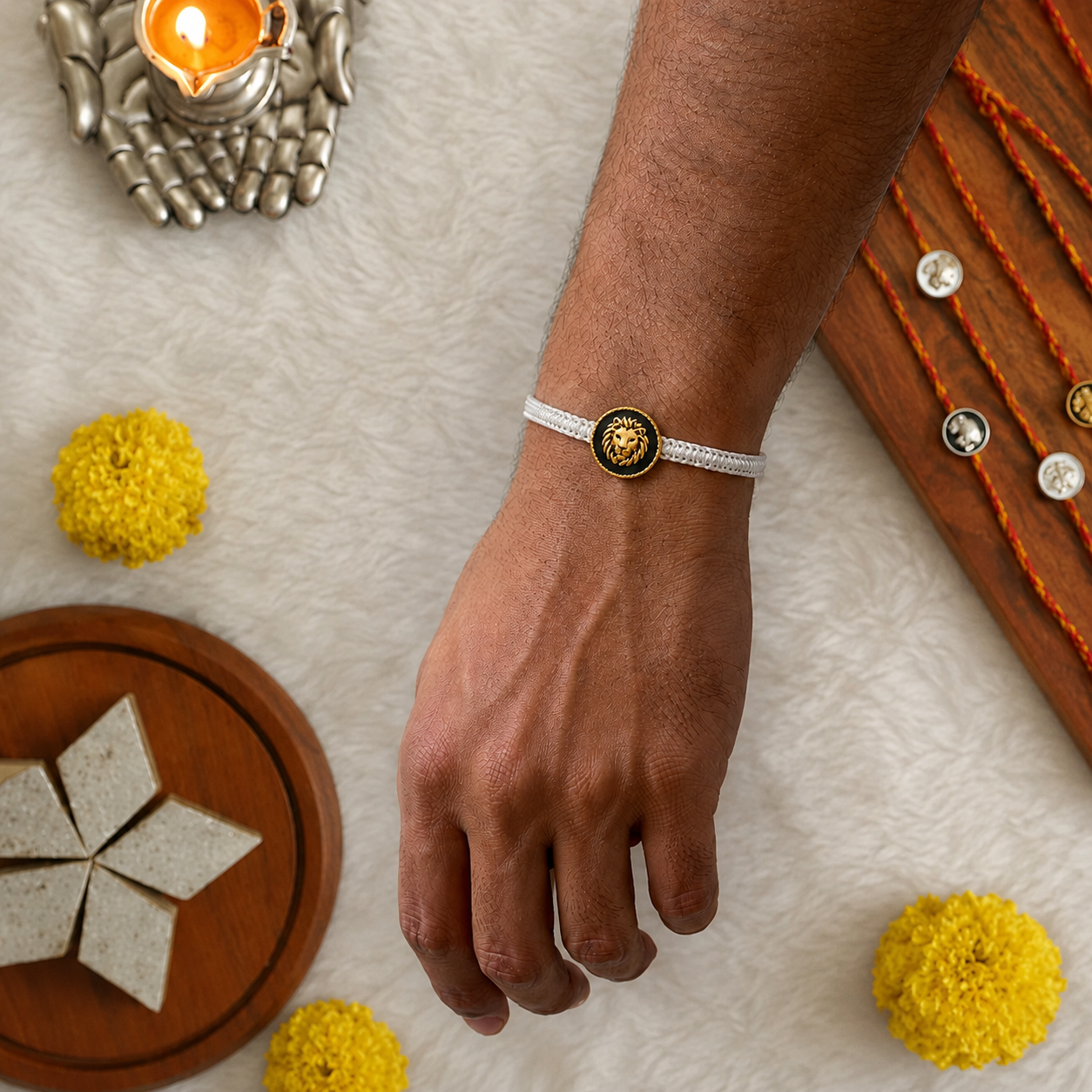 "OG Lion Band Rakhi cum pendant in 92.5 fine silver – Eterno India